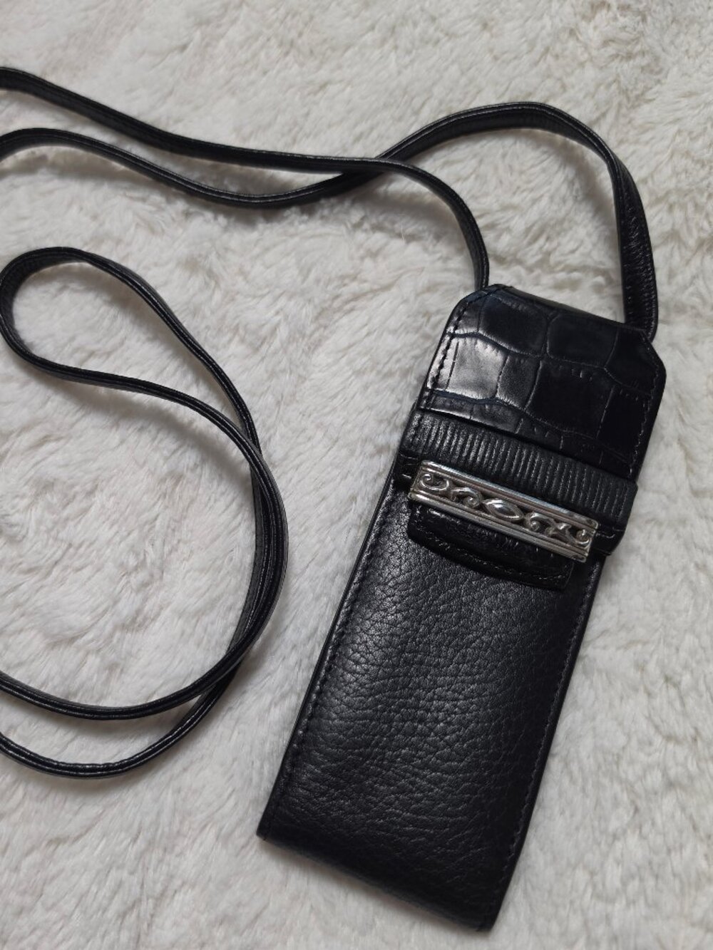 Vintage Brighton Convertible Cell Phone Pouch Case Belt Clip Heart Snap Leather